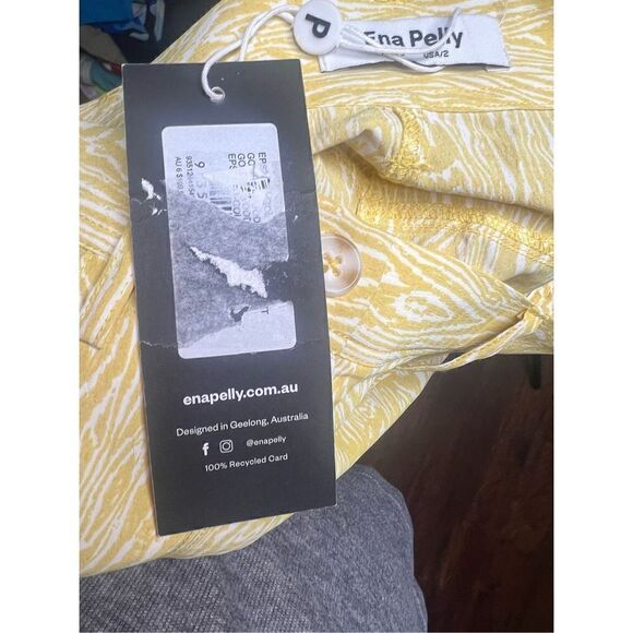 Ena Pelly Golden Flare 100% Recycled Polyester Pant NWT Size 6 - Picture 8 of 9